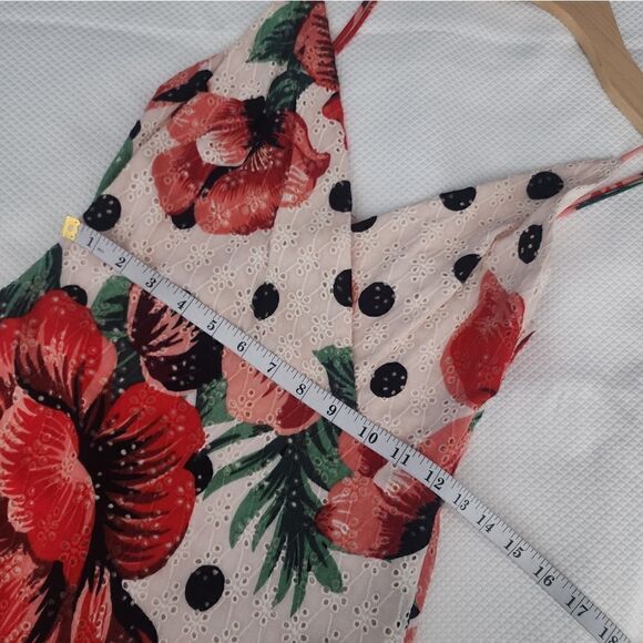 Farm Rio Riviera Eyelet Maxi Dress Anthropologie Riviera Red Floral - Picture 12 of 15